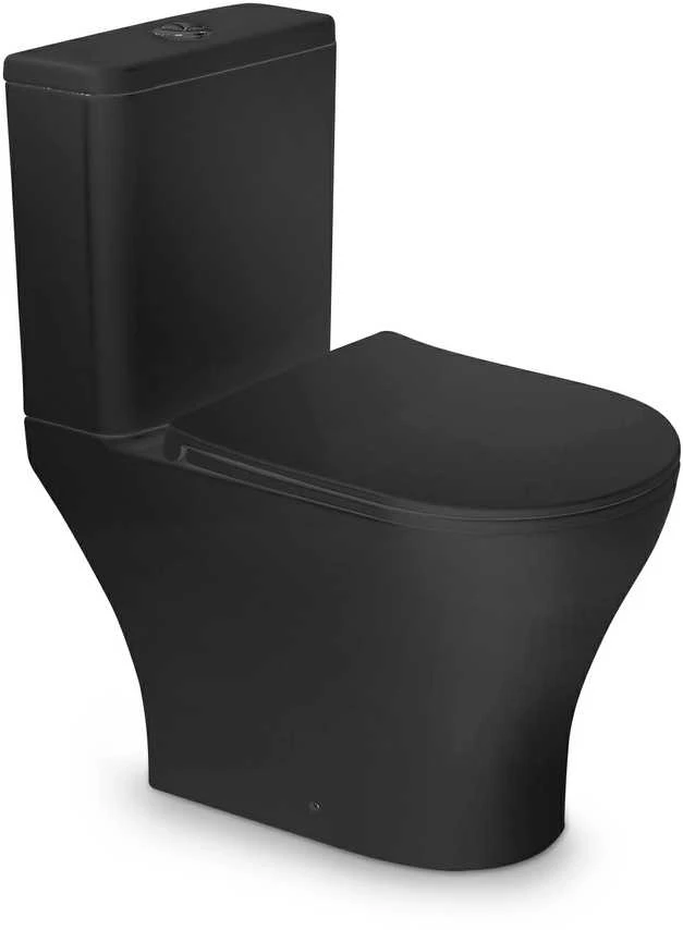 Unitazas Vento Harstad Rimless, išleidimo anga apačioje, 6/3l su Duroplast Soft Close dangteliu juodas