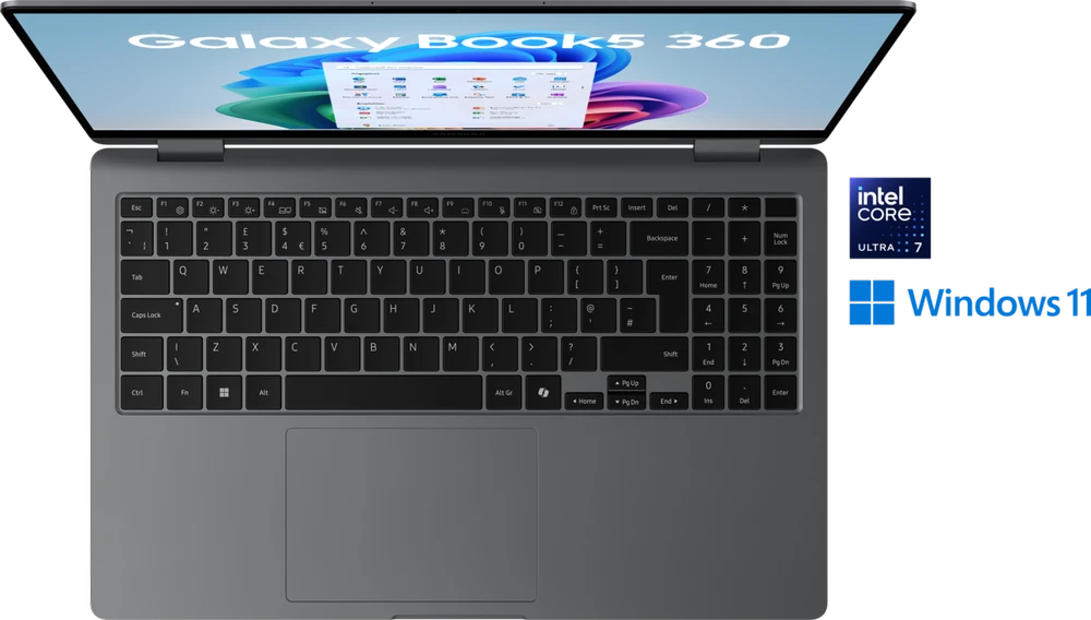 Nešiojamas kompiuteris SAMSUNG Galaxy Book5 360 15,6" spalvotas, Intel Core Ultra 7 258V, 32GB, 1000GB, W11 11S, Moonsto (Pažeista pakuotė)
