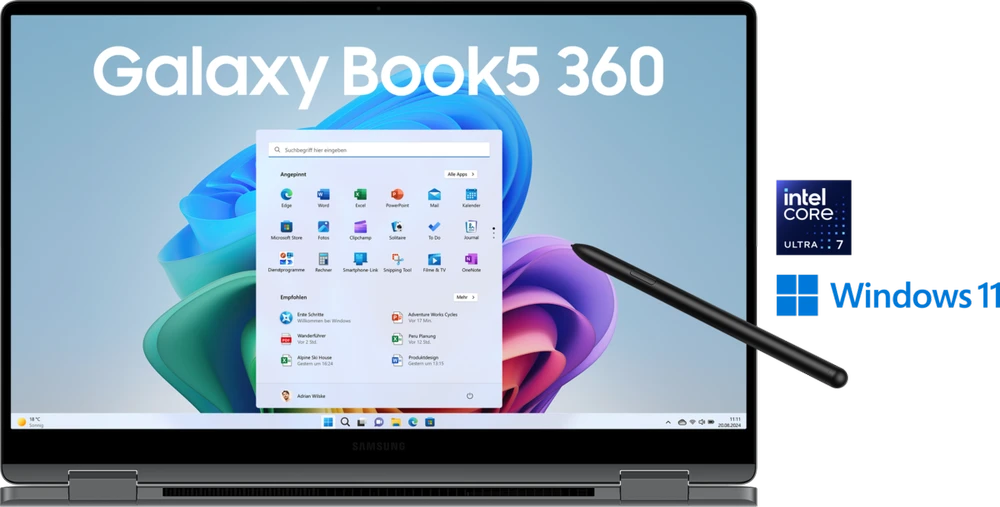 Nešiojamas kompiuteris SAMSUNG Galaxy Book5 360 15,6" spalvotas, Intel Core Ultra 7 258V, 32GB, 1000GB, W11 11S, Moonsto (Pažeista pakuotė)