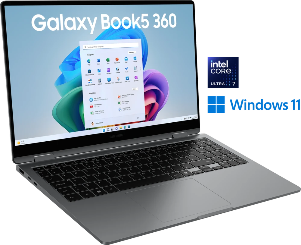 Nešiojamas kompiuteris SAMSUNG Galaxy Book5 360 15,6" spalvotas, Intel Core Ultra 7 258V, 32GB, 1000GB, W11 11S, Moonsto (Pažeista pakuotė)