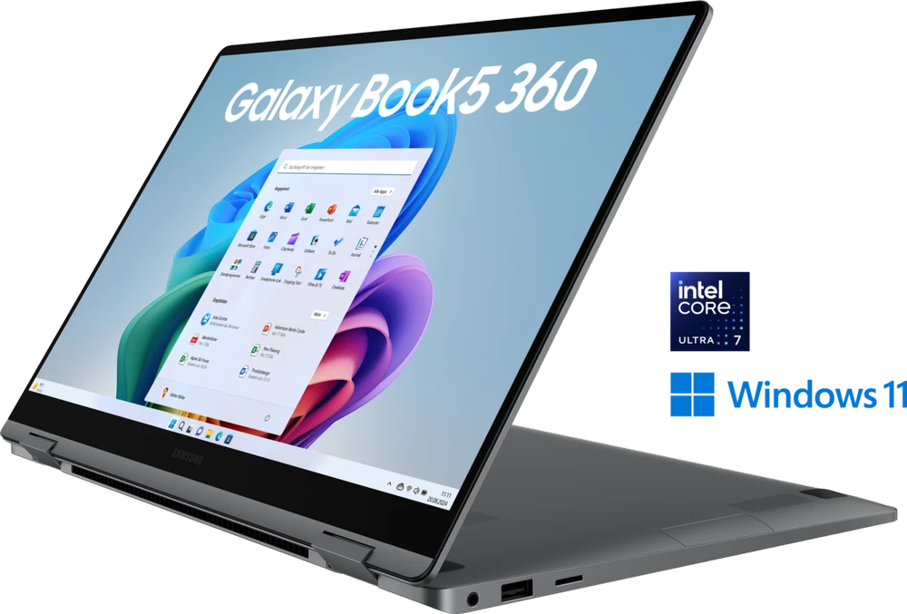 Nešiojamas kompiuteris SAMSUNG Galaxy Book5 360 15,6" spalvotas, Intel Core Ultra 7 258V, 32GB, 1000GB, W11 11S, Moonsto (Pažeista pakuotė)