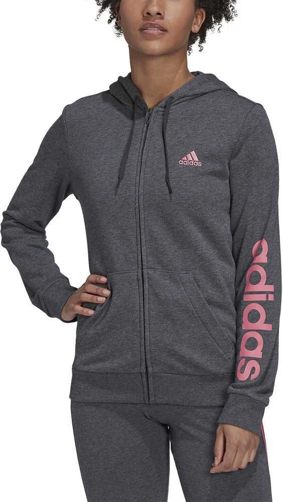 Adidas Džemperis Moterims W Lin Ft Fz Hoodie Pilkas H07750