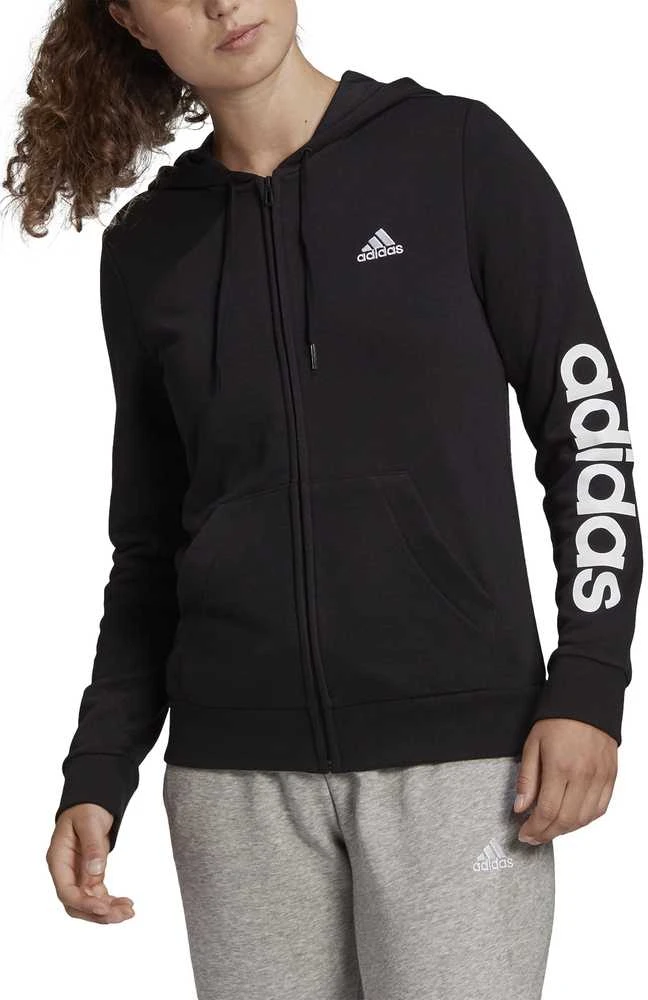 Adidas Džemperis Moterims W Lin Ft Fz Hoodie Juodas GL0791