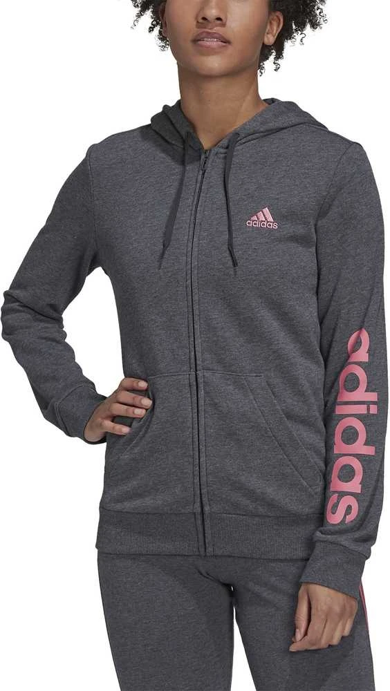 Adidas Džemperis Moterims W Lin Ft Fz Hoodie Pilkas H07750