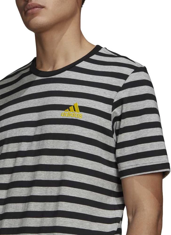 Adidas Marškinėliai Vyrams M Stripy Sj T Pilkas Juodas
