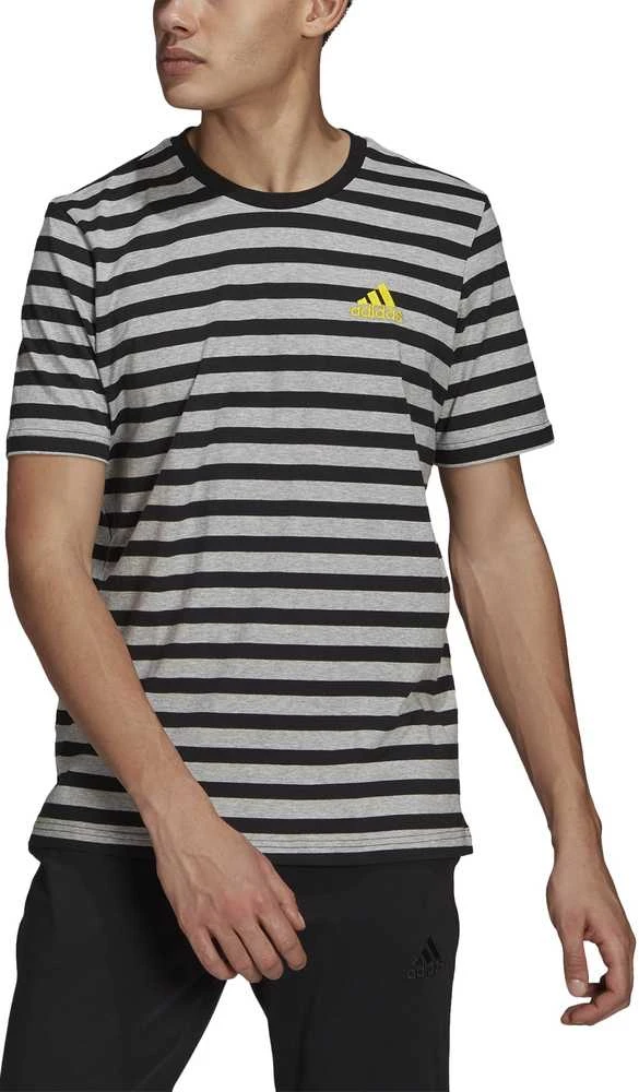 Adidas Marškinėliai Vyrams M Stripy Sj T Pilkas Juodas