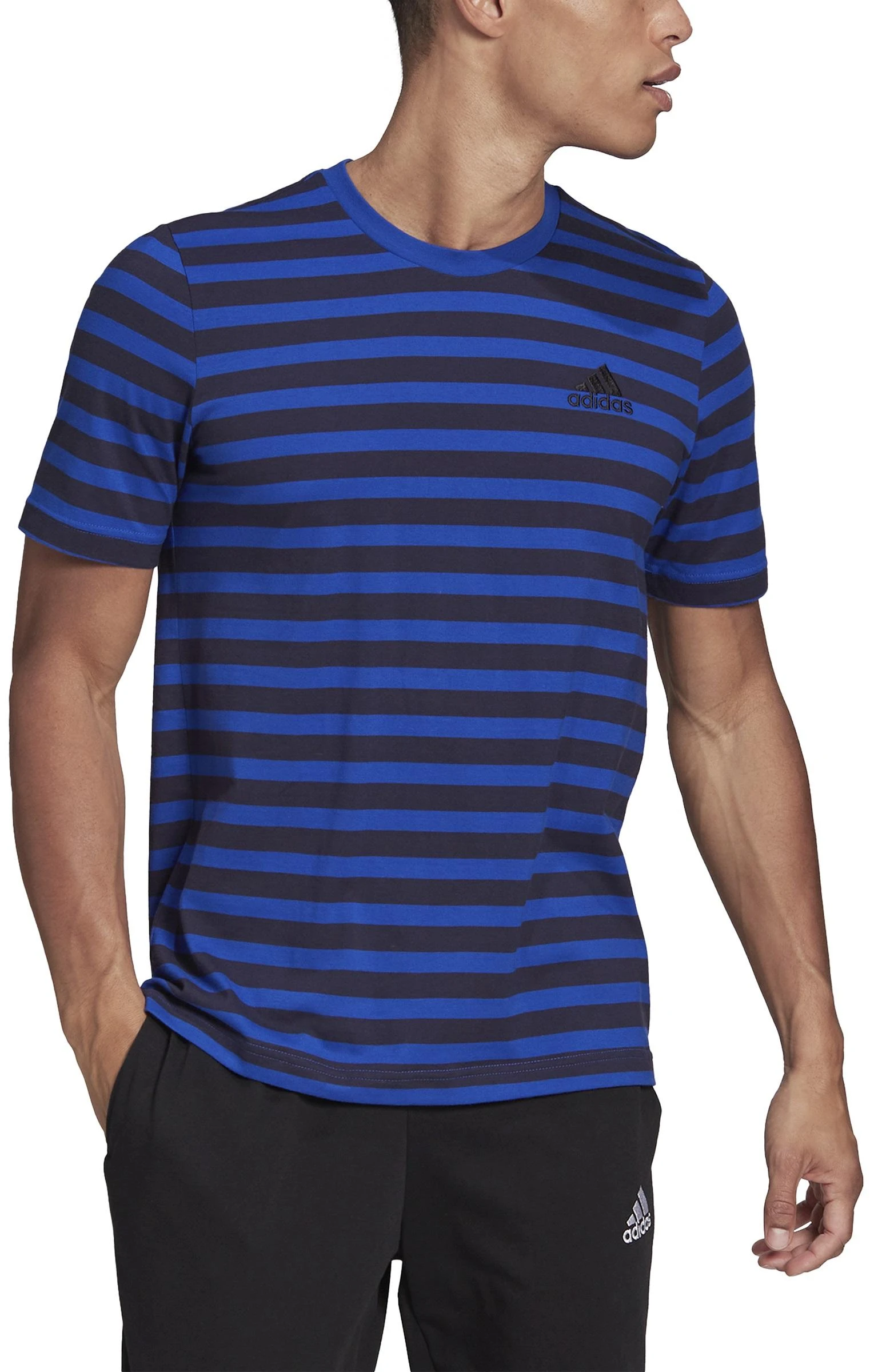Adidas Marškinėliai Vyrams M Stripy Sj Tee Mėlyna Juodas HE1854