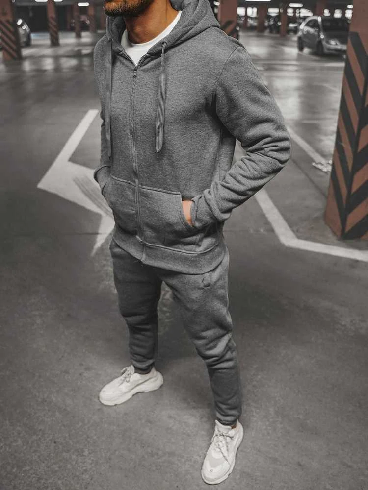 J.Style Sportinis Kostiumas Vyrams Fleece Pilkas 68C10386-5