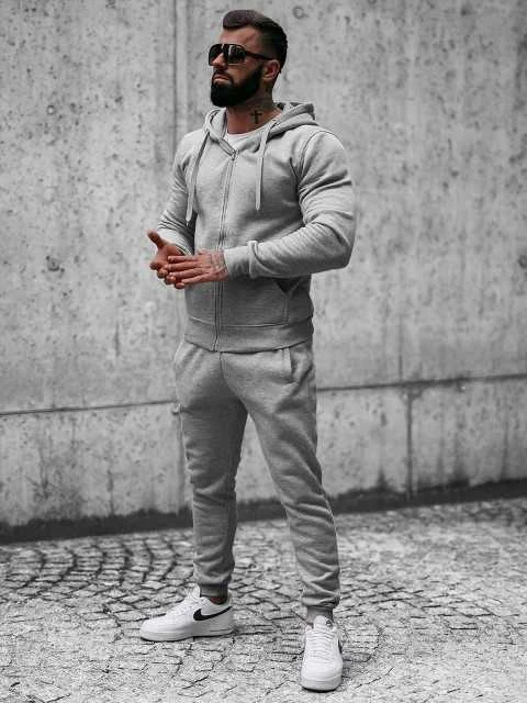 J.Style Sportinis Kostiumas Vyrams Fleece Pilkas 68C10386-2