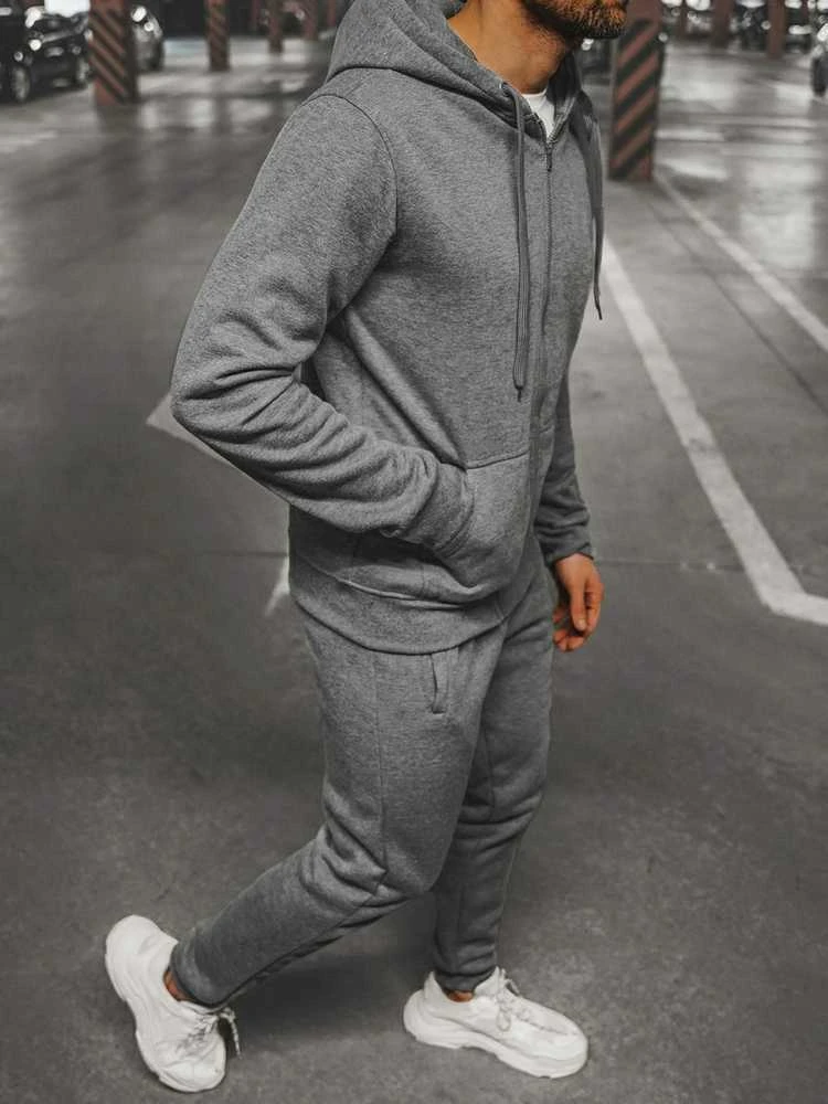 J.Style Sportinis Kostiumas Vyrams Fleece Pilkas 68C10386-5