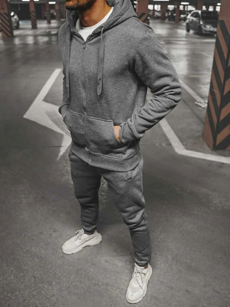 J.Style Sportinis Kostiumas Vyrams Fleece Pilkas 68C10386-5
