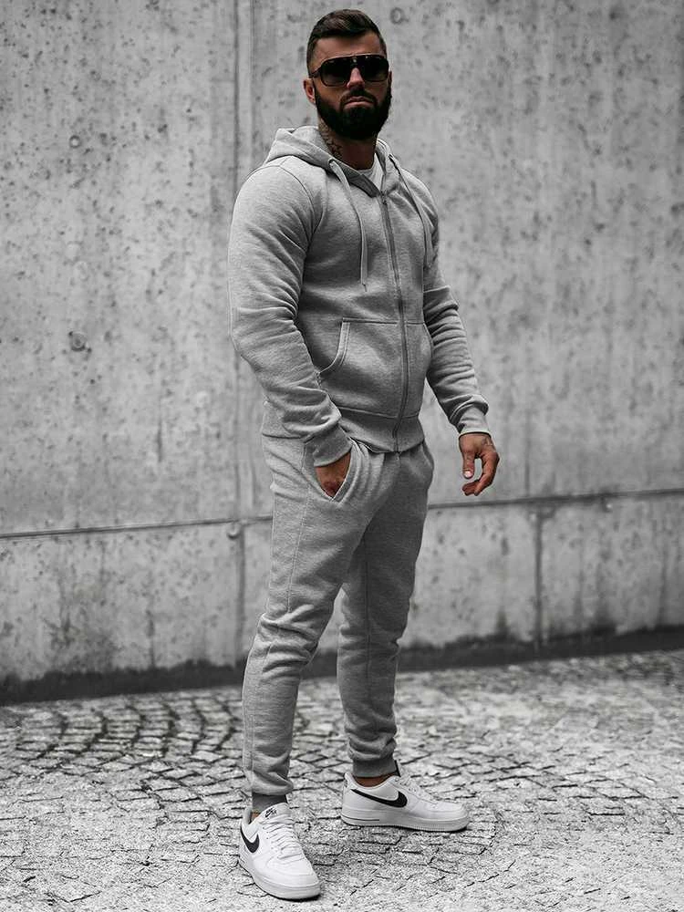 J.Style Sportinis Kostiumas Vyrams Fleece Pilkas 68C10386-2