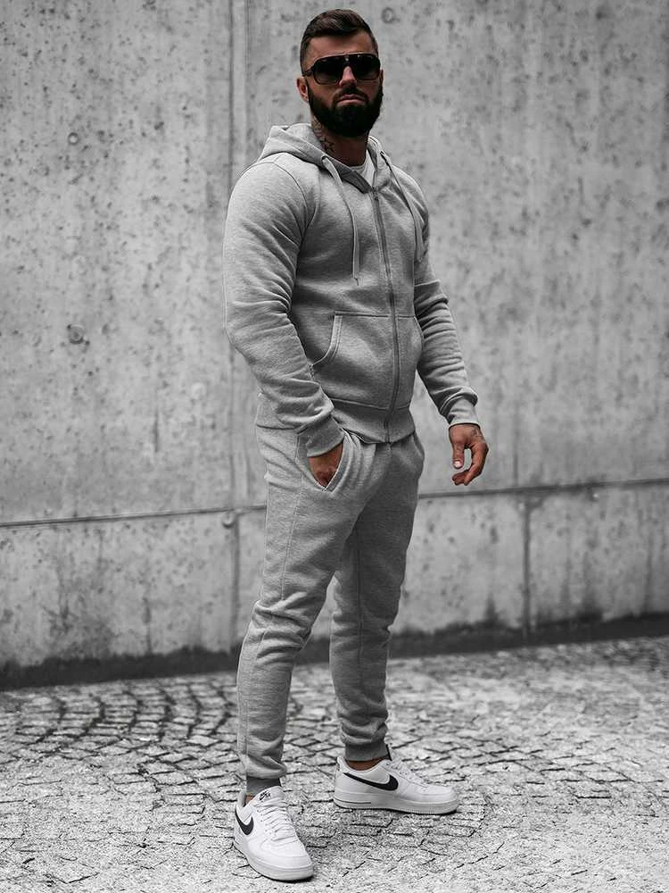J.Style Sportinis Kostiumas Vyrams Fleece Pilkas 68C10386-2