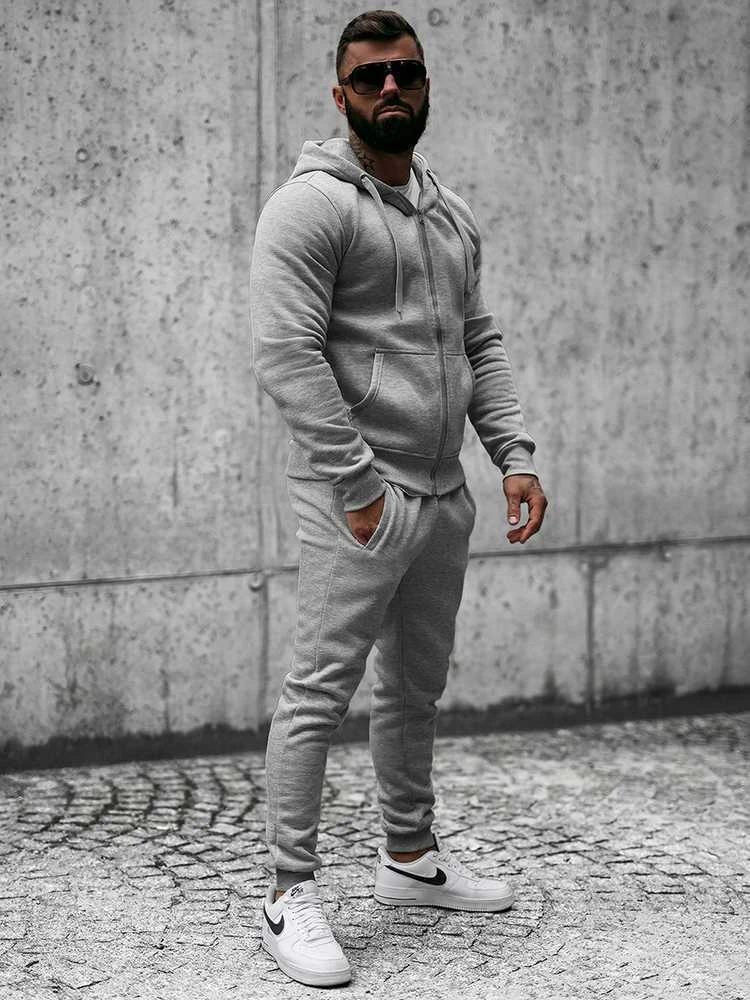 J.Style Sportinis Kostiumas Vyrams Fleece Pilkas 68C10386-2