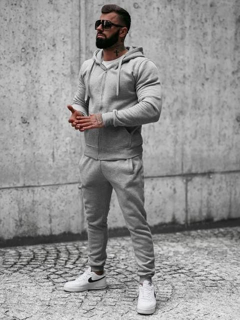 J.Style Sportinis Kostiumas Vyrams Fleece Pilkas 68C10386-2