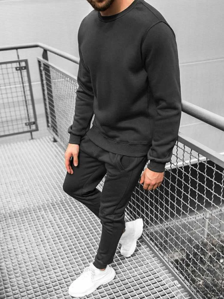 J.Style Sportinis Kostiumas Vyrams Fleece Juodas 68C10380-3