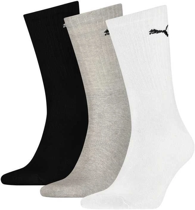 Puma Kojinės Crew Sock 3P Juodas Pilkas Baltas 880355 10