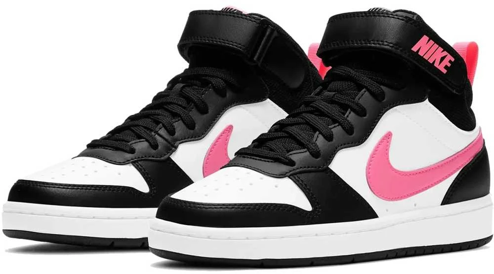 Nike Avalynė Paaugliams Court Borough Mid 2 Baltas Juodas Rožinė CD7782 005