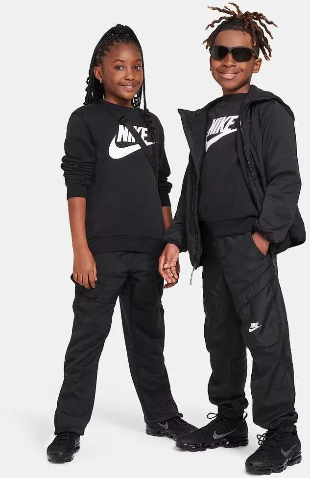 Nike Džemperis Paaugliams K Nsw Club Flc Crew Ls Hbr Juodas FD2992 010