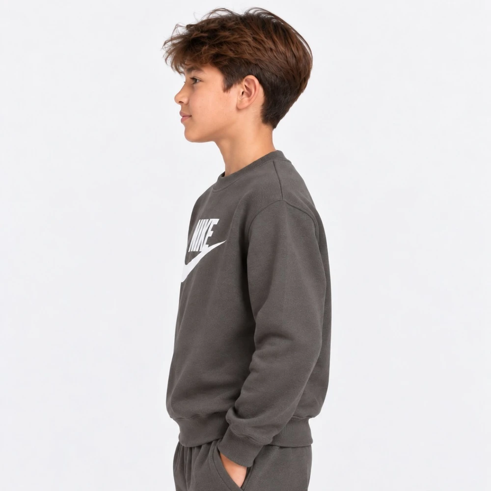 Nike Džemperis Paaugliams K Nsw Club Flc Crew Ls Hbr Pilkas FD2992 290