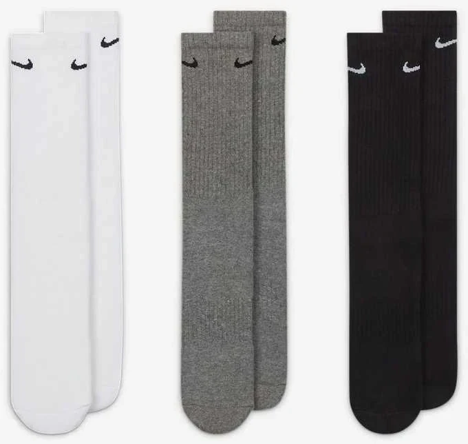 Nike Kojinės NK Everyday Cush Crew Baltas Juodas Pilkas SX7664 964