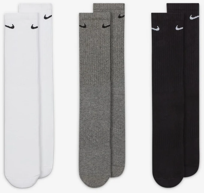 Nike Kojinės NK Everyday Cush Crew Baltas Juodas Pilkas SX7664 964