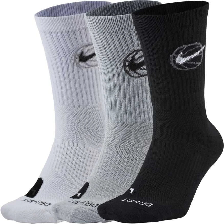 Nike Kojinės U Nk Crew Everyday Bball Pilkas Juodas Baltas DA2123 902