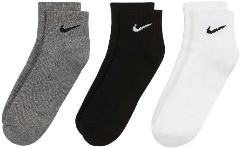 Nike Kojinės U NK Everyday Cush Ankle 3PR Juodas Baltas Pilkas