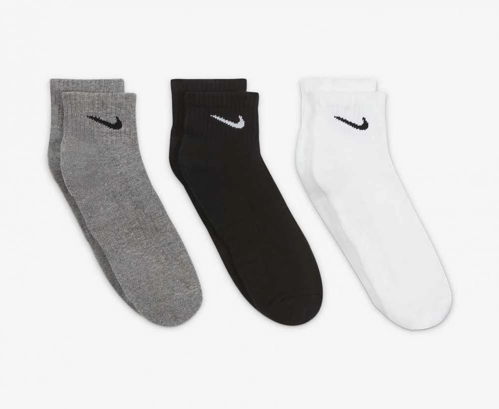 Nike Kojinės U NK Everyday Cush Ankle 3PR Juodas Baltas Pilkas