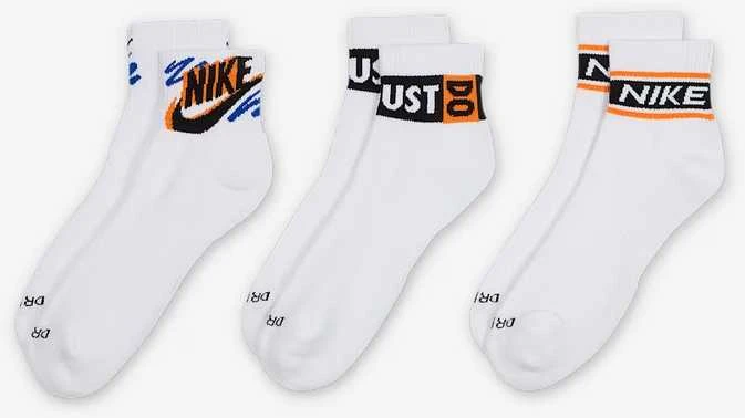 Nike Kojinės Unisex U Nk Ed Pls Ankle 3P Sport 144 Baltas HJ9378 901