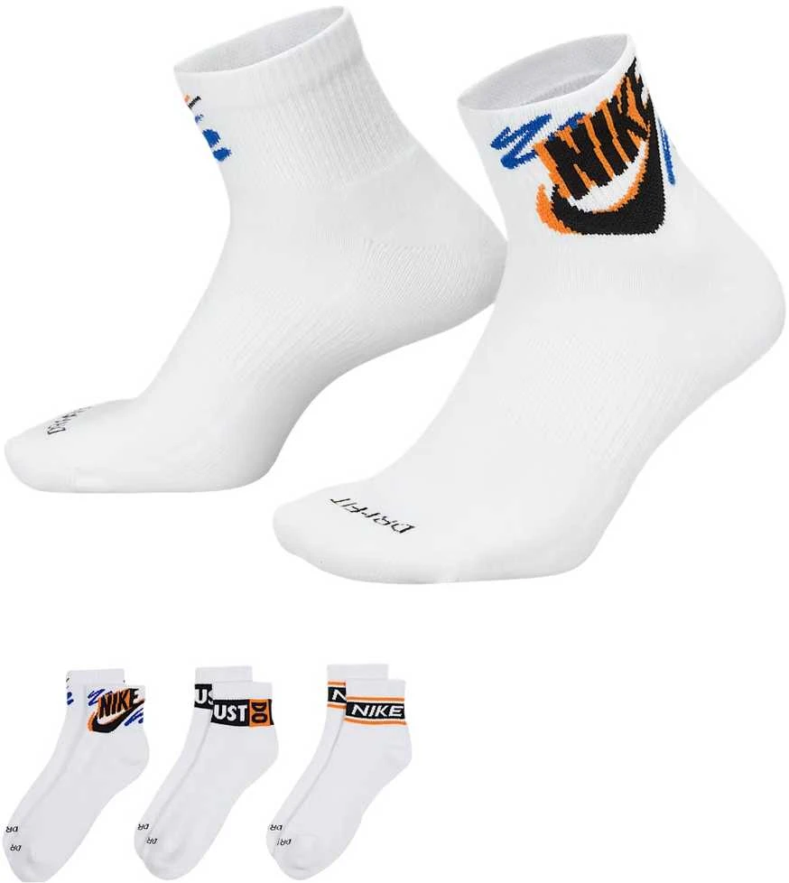 Nike Kojinės Unisex U Nk Ed Pls Ankle 3P Sport 144 Baltas HJ9378 901