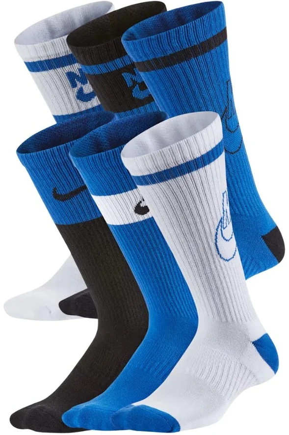 Nike Kojinės Y Nk Ed Csh Crew 6P-144 Gfx2 Baltas Juodas Mėlyna CK7302 903