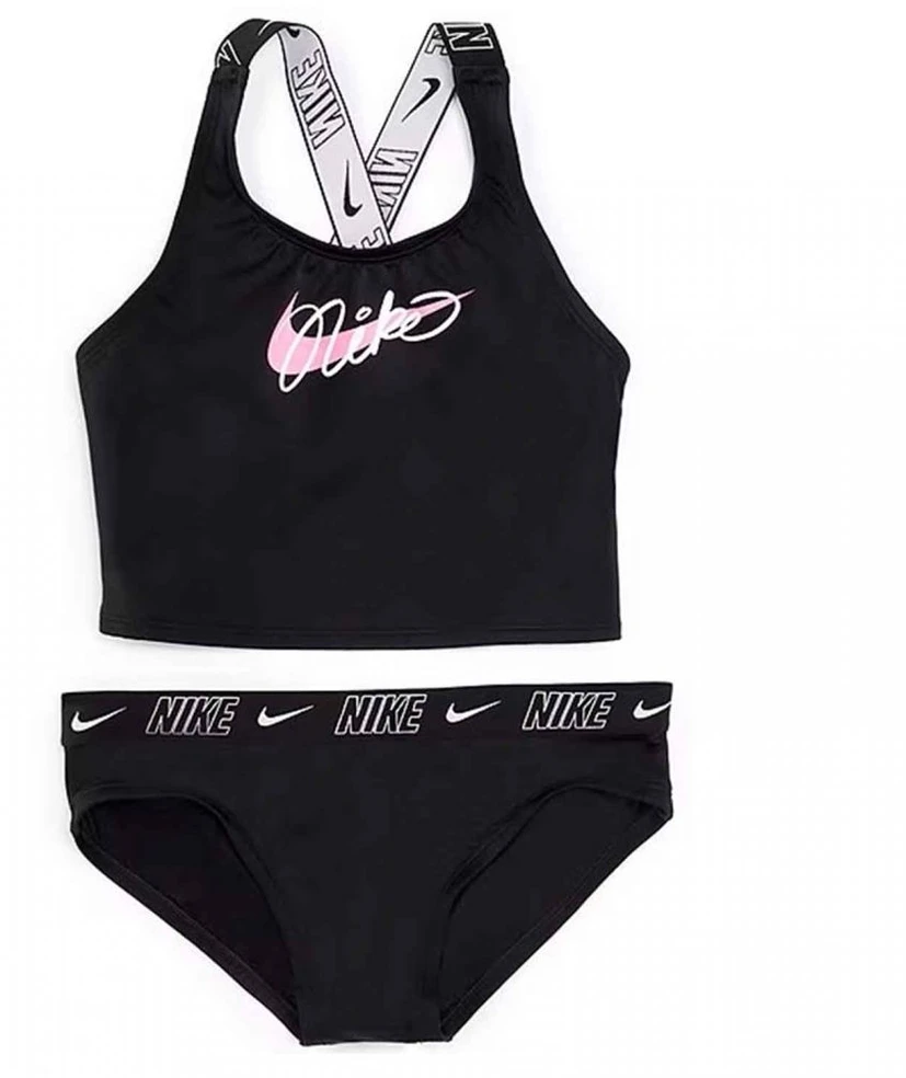 Nike Maudymosi Kostiumėlis Mergaitėms Nk G Logo Tape Crossback Juodas NESSE728 001
