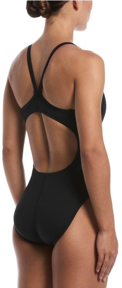 Nike Maudymosi Kostiumėlis Moterims Nk W Solid Rib Racerback Juodas NESSG017 001