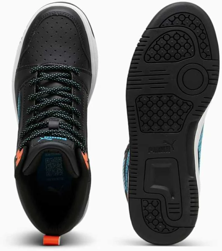 Puma Avalynė Paaugliams Rebound V6 Mid Techie Bud Juodas Mėlyna Oranžinis 397945 02