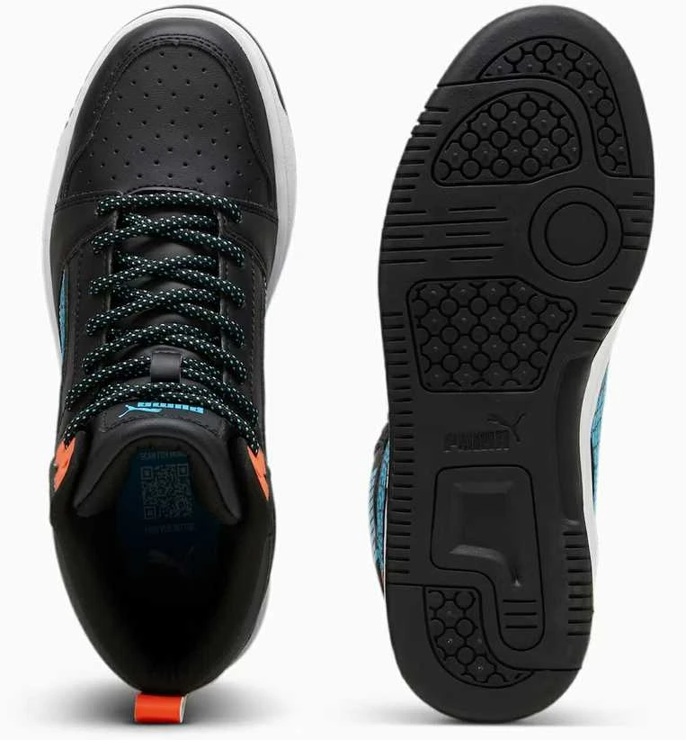 Puma Avalynė Paaugliams Rebound V6 Mid Techie Bud Juodas Mėlyna Oranžinis 397945 02