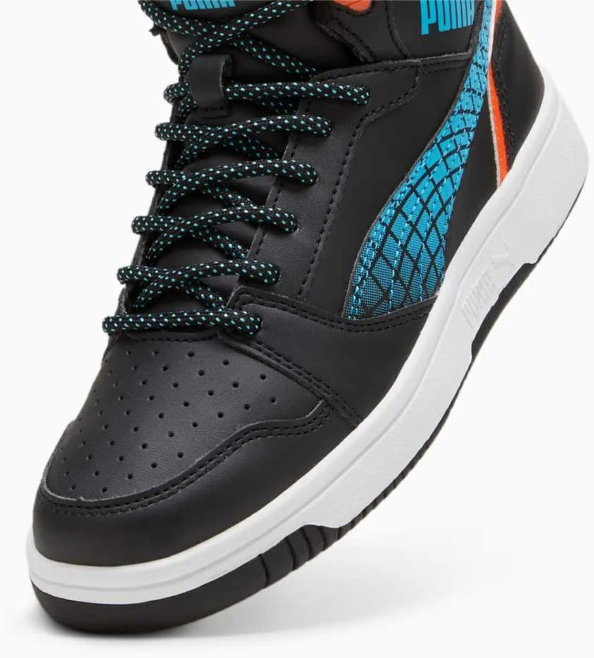 Puma Avalynė Paaugliams Rebound V6 Mid Techie Bud Juodas Mėlyna Oranžinis 397945 02