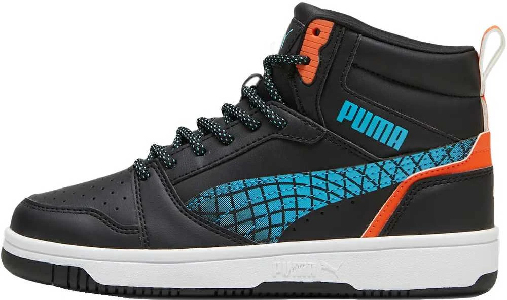 Puma Avalynė Paaugliams Rebound V6 Mid Techie Bud Juodas Mėlyna Oranžinis 397945 02