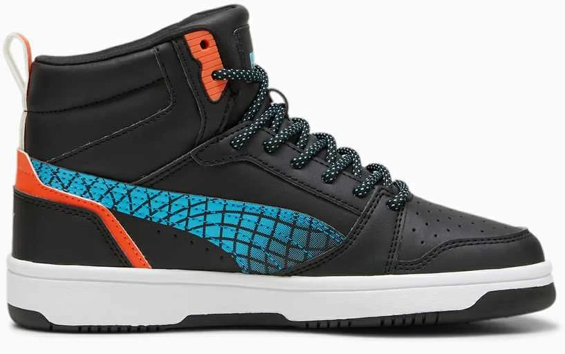 Puma Avalynė Paaugliams Rebound V6 Mid Techie Bud Juodas Mėlyna Oranžinis 397945 02