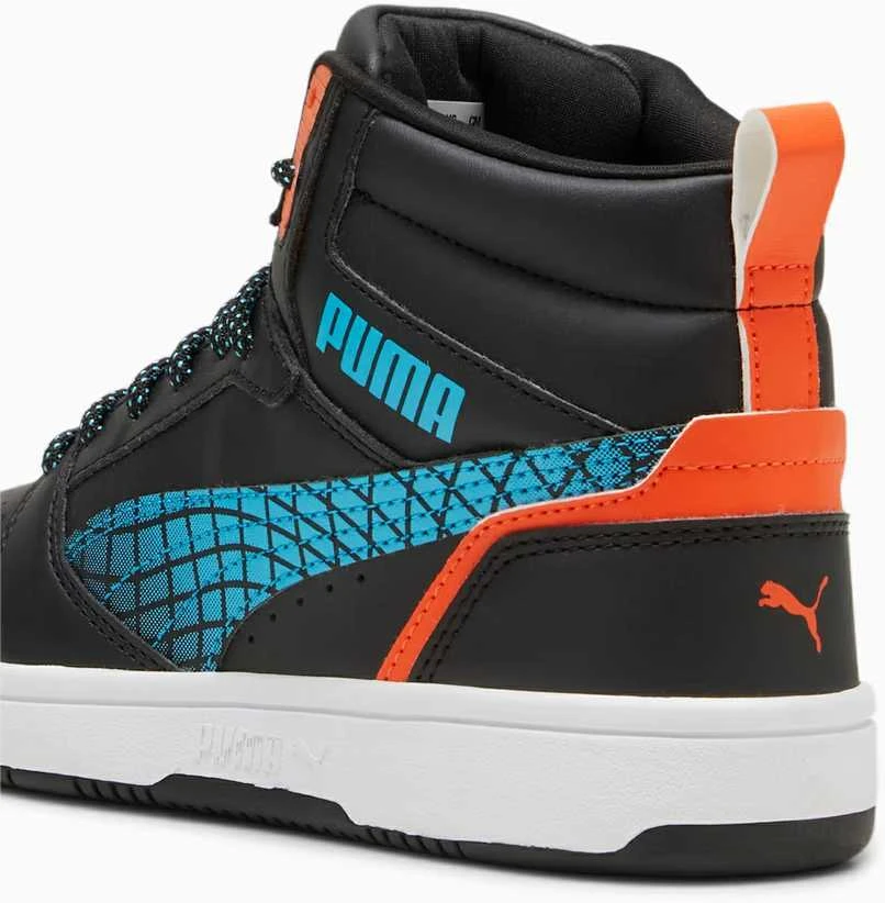 Puma Avalynė Paaugliams Rebound V6 Mid Techie Bud Juodas Mėlyna Oranžinis 397945 02