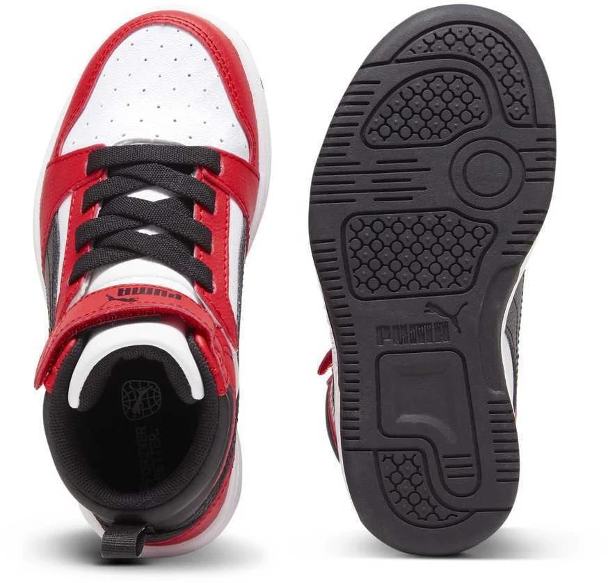 Puma Avalynė Vaikams Rebound V6 Mid Jr Baltas Juodas Raudona 393832 03