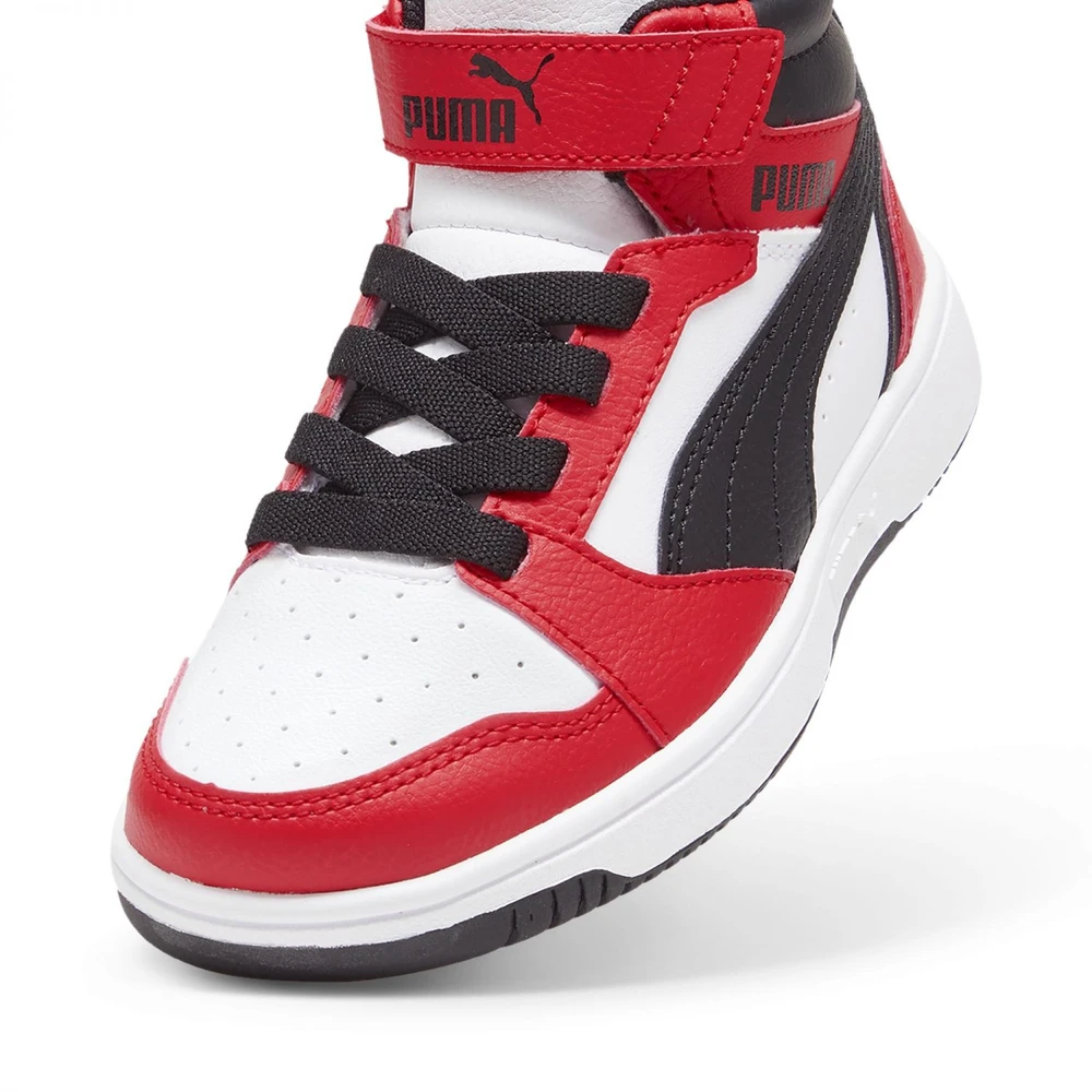Puma Avalynė Vaikams Rebound V6 Mid Jr Baltas Juodas Raudona 393832 03