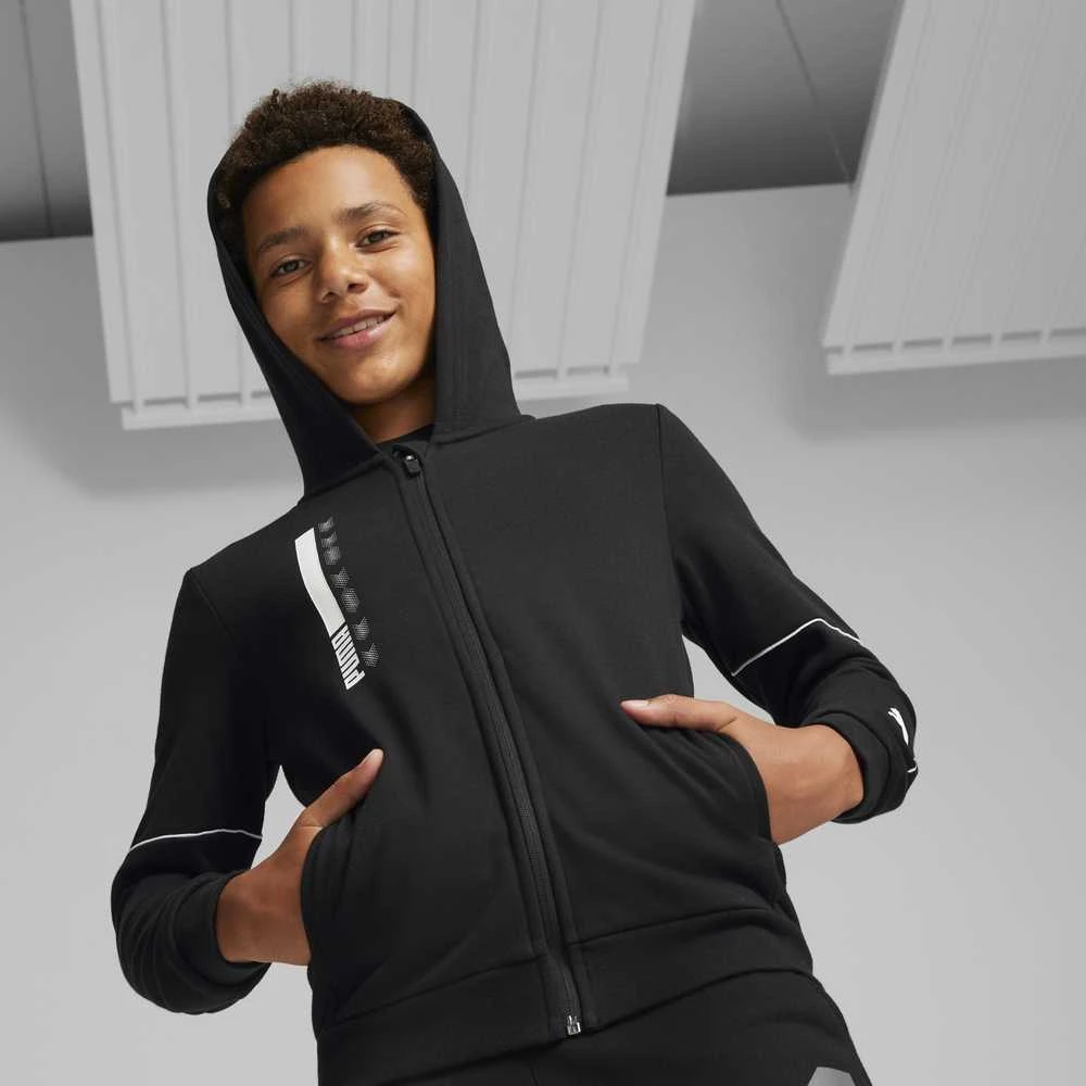 Puma Džemperis Paaugliams Active Sports Full-Zip Hoodie Juodas 670075 01