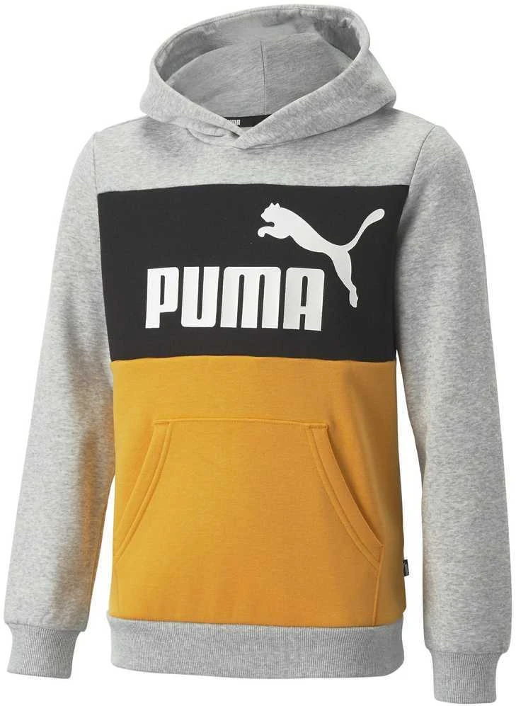 Puma Džemperis Paaugliams Ess Block Hoodie Juodas Pilkas Geltona 849081 04
