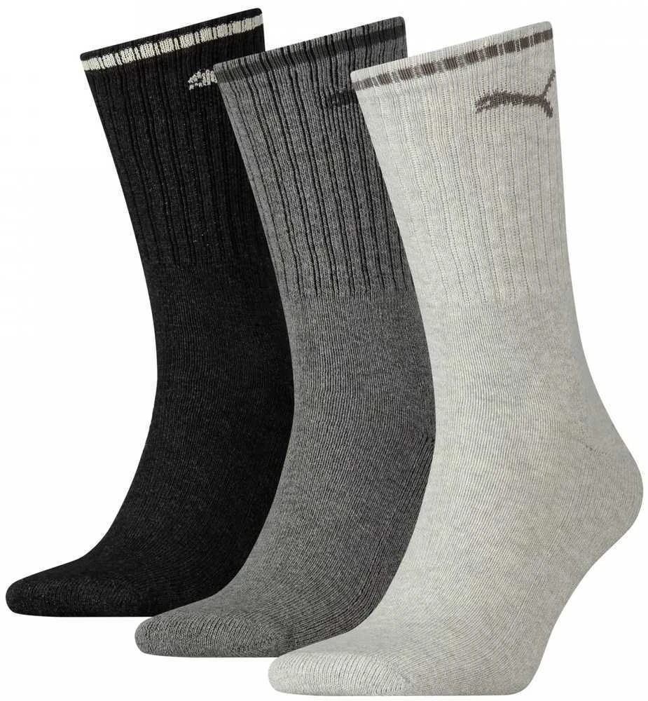 Puma Kojinės 3 P Sport Crew Pilkas Juodas