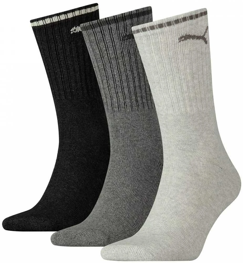 Puma Kojinės 3 P Sport Crew Pilkas Juodas