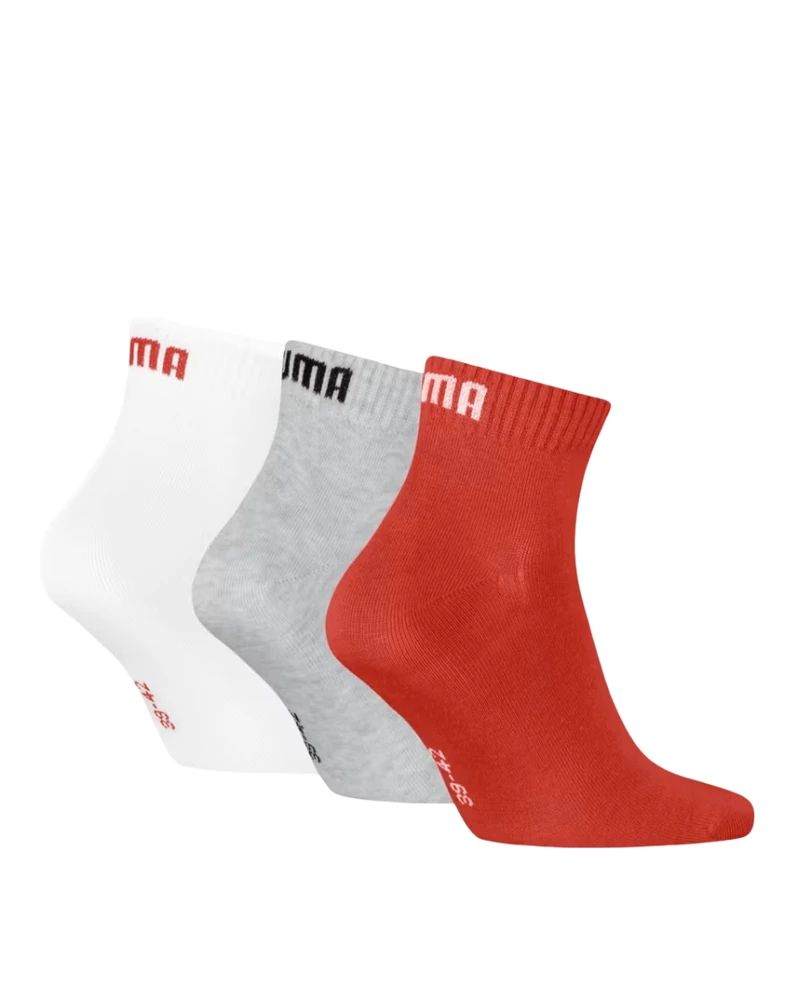 Puma Kojinės Unisex Quarter Baltas Pilkas Raudona 938589 23