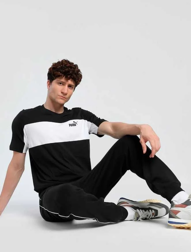 Puma Marškinėliai Vyrams Ess Block Tee Juodas Baltas 684685 01