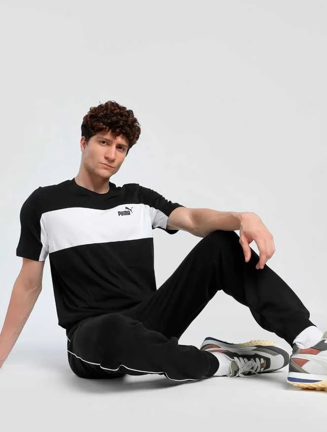 Puma Marškinėliai Vyrams Ess Block Tee Juodas Baltas 684685 01