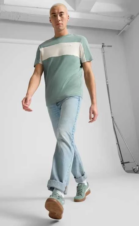 Puma Marškinėliai Vyrams Ess Block Tee Žalias Baltas 684685 30